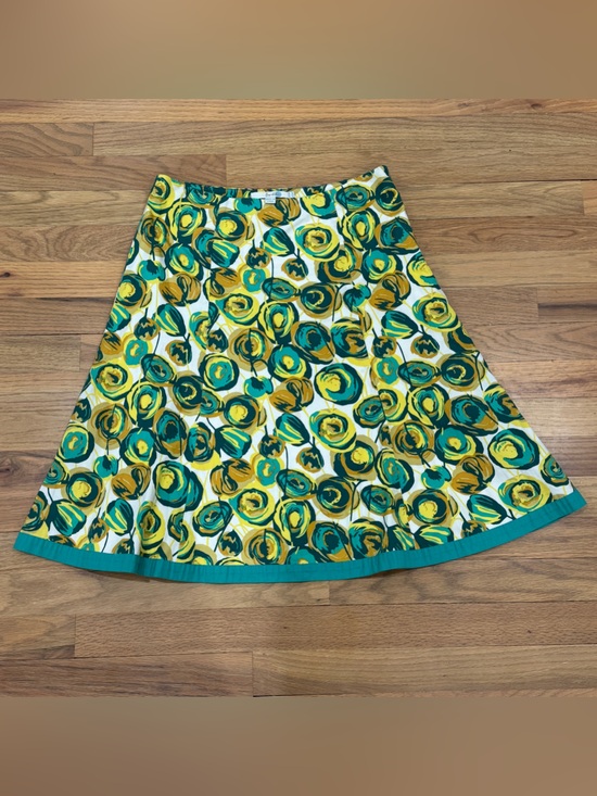 Boden Dresses & Skirts - Boden Floral Green and Yellow A-Line Cotton Skirt Size 6
